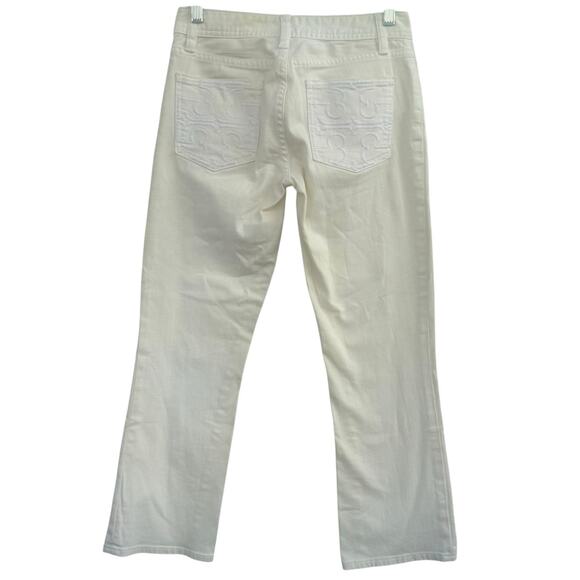 Tory Burch Cropped Slim Bootcut Denim Pants Low Rise Jeans Women Sz 25 Y2k - Picture 1 of 9